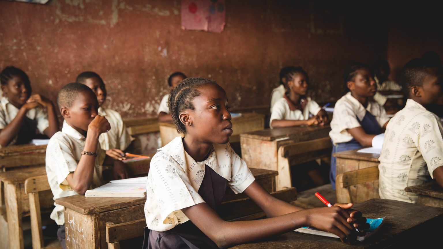 Children from south Africa sitting in school